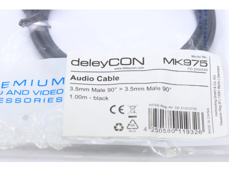MK975 cable audio 3.5mm male 90° 1 mètre - SONORISATION-AUDIO - 3,00 €