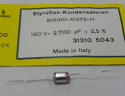 condensateur styroflex 2.7 nF 2.5 % 160 volts