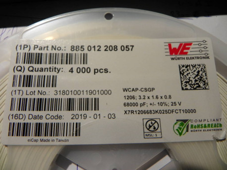 condensateur cms 68nF format 1206 25 volts 10%