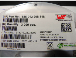 condensateur cms 100nF format 1206 100 volts 10%