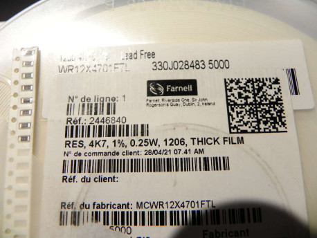 résistance cms format 1206 4.7 kilohm 0.25 watt 1%